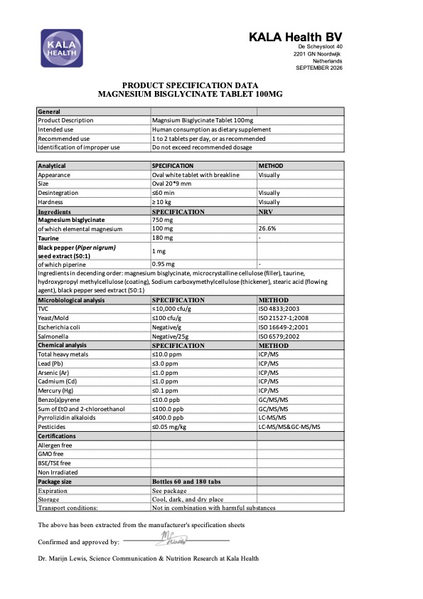 Magnesium Bisglycinaat Tabletten 100 mg 3 Magnesium Bisglycinaat Tabletten 100 mg - Afbeelding 3